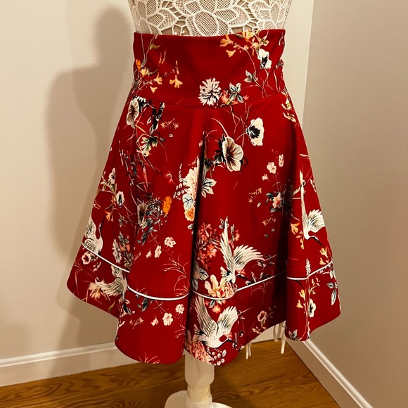 Denny Rose Red High Waisted Flower Skirt - Picture 3 of 6
